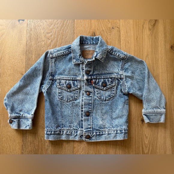 Vintage Little Levis Denim Jean Jacket Orange Tab Size 6X Kids - Picture 1 of 10